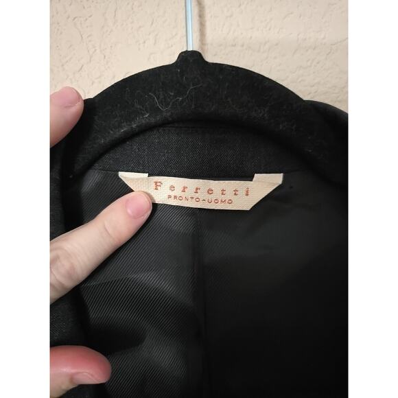 Ferretti Uomo Old Money Black 2-Button Wool Sport Blazer Coat Men's Size 40R - Picture 3 of 5